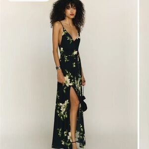 Reformation Citronella Dress - Floral Black Maxi Dress